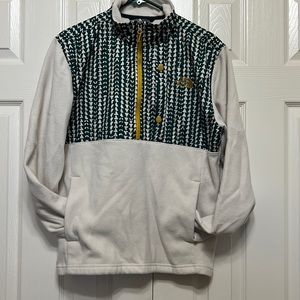 The North Face Cream Fleece /W Green, Yellow Sweater Sz M